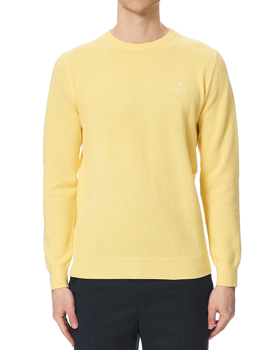 Homme | Pulls Et Tricots | GANT | Cotton Pique Crew Neck Sweater Brimstone Yellow