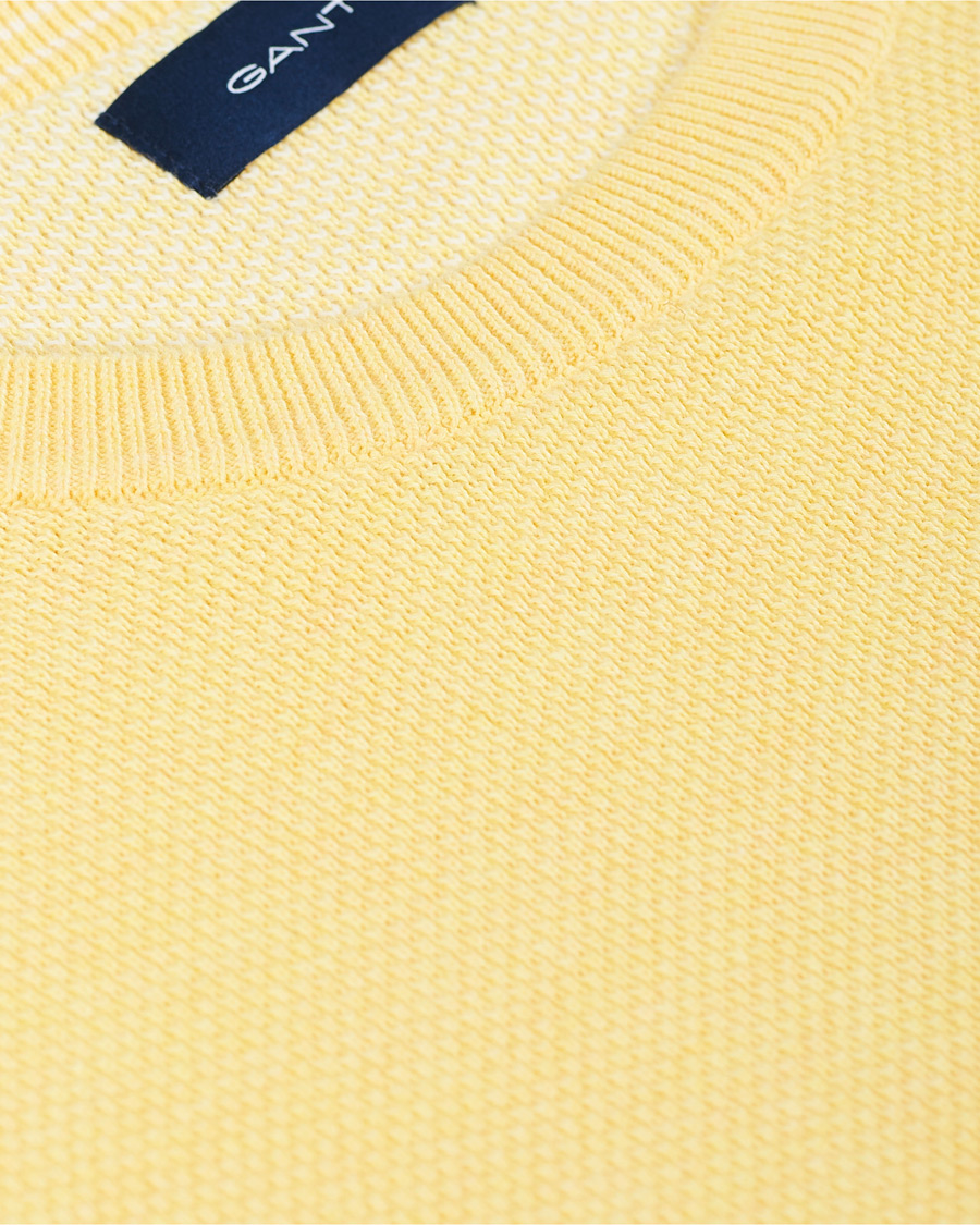 Homme | Pulls Et Tricots | GANT | Cotton Pique Crew Neck Sweater Brimstone Yellow