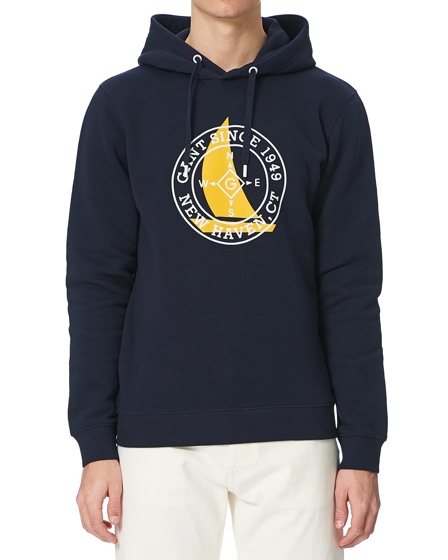 Homme | Pulls Et Tricots | GANT | Nautical Logo Hoodie Evening Blue