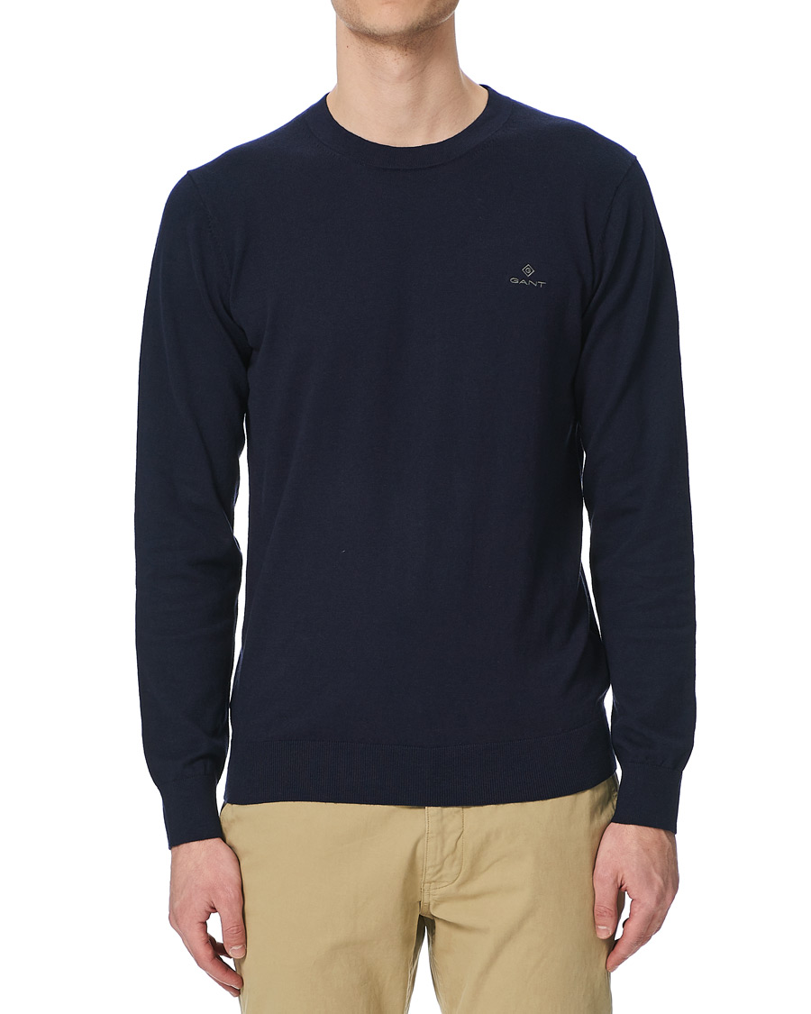 Homme | Pulls Et Tricots | GANT | Cotton/Cashmere Crew Neck Pullover Evening Blue