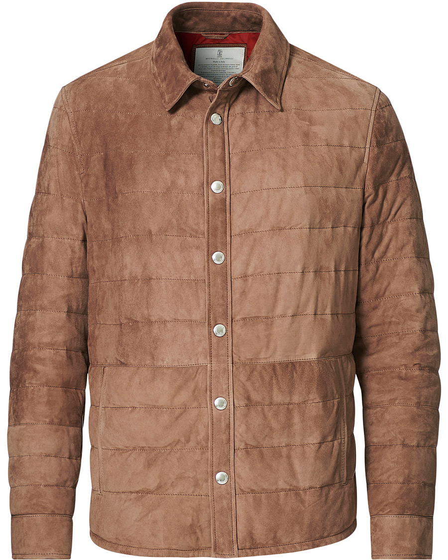 Homme | Manteaux Et Vestes | Brunello Cucinelli | Quilted Leather Jacket Brown Suede