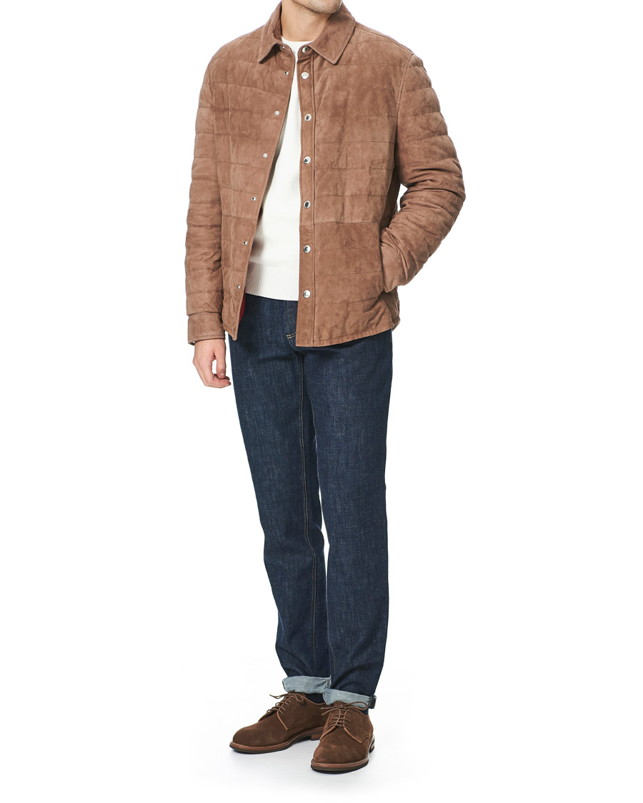 Homme | Manteaux Et Vestes | Brunello Cucinelli | Quilted Leather Jacket Brown Suede