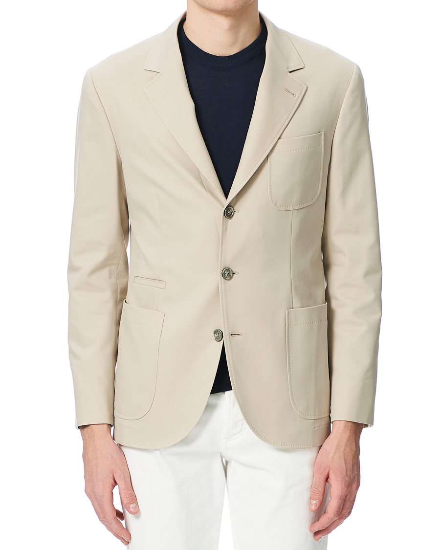Homme | Blazers | Brunello Cucinelli | Cotton Gabardine Patch Pocket Blazer Sand