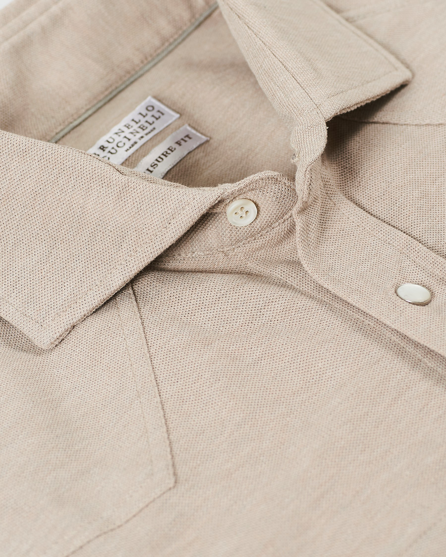Homme | Chemises | Brunello Cucinelli | Jersey Double Pocket Shirt Beige