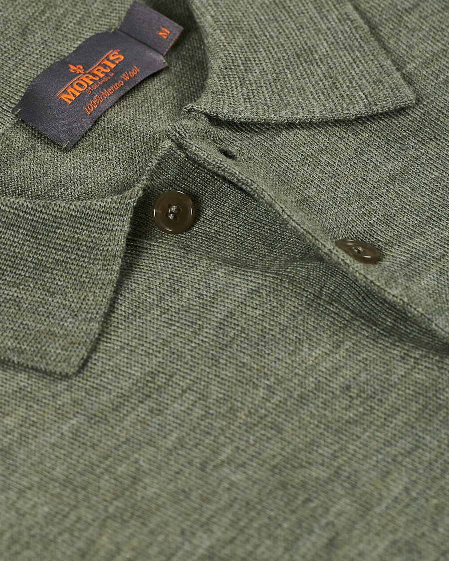 Homme | Pulls Et Tricots | Morris | Merino Long Sleeve Polo Shirt Olive