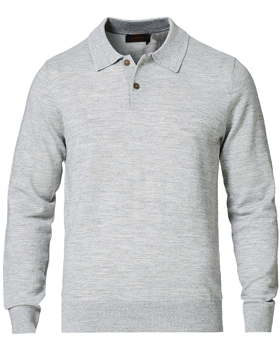 Homme | Pulls Et Tricots | Morris | Merino Long Sleeve Polo Shirt Grey Melange