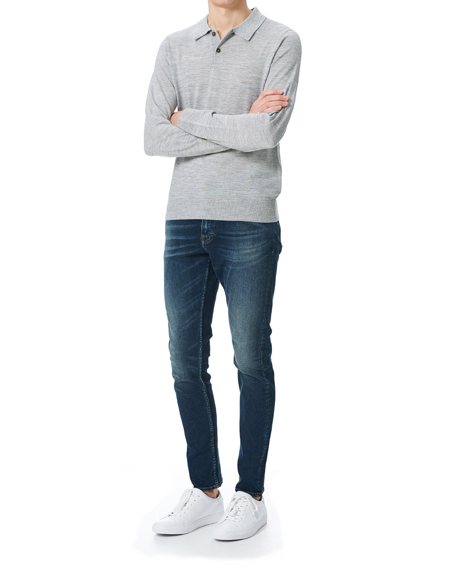 Homme | Pulls Et Tricots | Morris | Merino Long Sleeve Polo Shirt Grey Melange