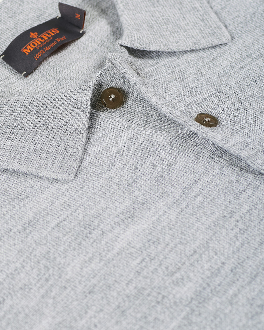 Homme | Pulls Et Tricots | Morris | Merino Long Sleeve Polo Shirt Grey Melange