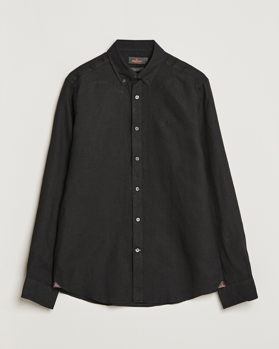 Heren | Overhemden | Morris | Douglas Linen Button Down Shirt Black