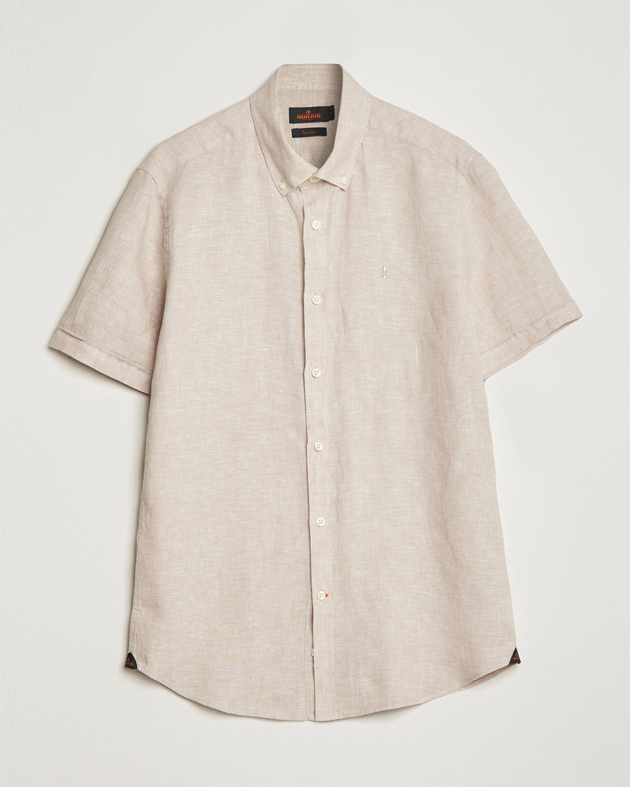 Heren | Overhemden | Morris | Douglas Short Sleeve Linen Shirt Khaki