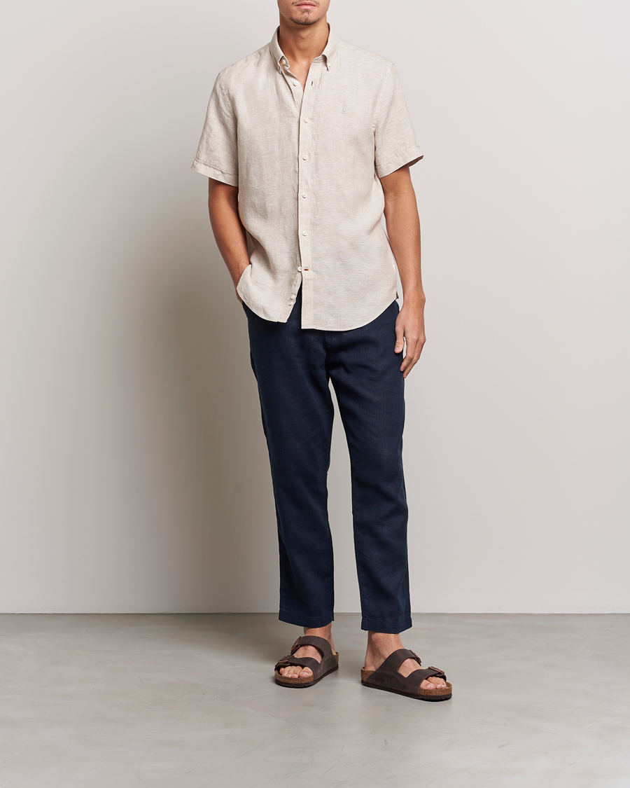 Homme | Chemises | Morris | Douglas Short Sleeve Linen Shirt Khaki XL