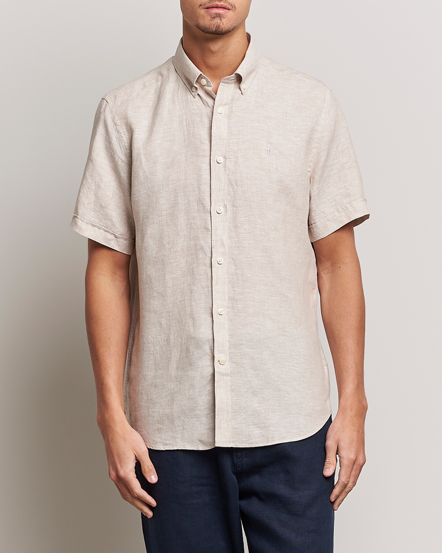 Homme | Chemises | Morris | Douglas Short Sleeve Linen Shirt Khaki XL