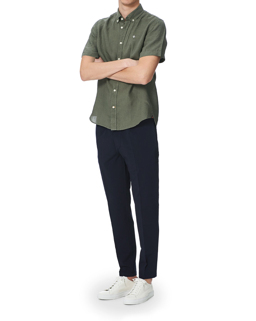 Homme | Chemises | Morris | Douglas Linen Short Sleeve Shirt Olive