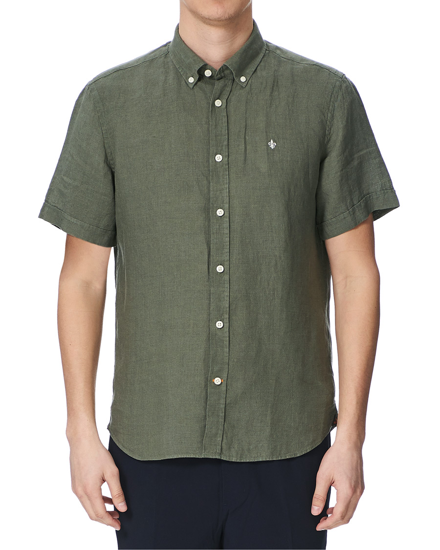 Homme | Chemises | Morris | Douglas Linen Short Sleeve Shirt Olive