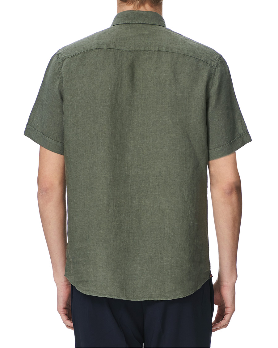 Homme | Chemises | Morris | Douglas Linen Short Sleeve Shirt Olive
