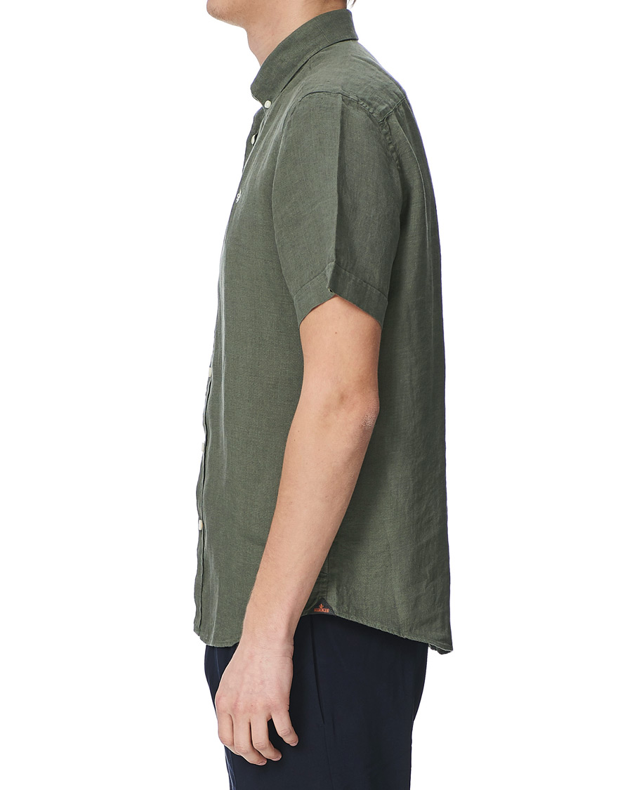 Homme | Chemises | Morris | Douglas Linen Short Sleeve Shirt Olive