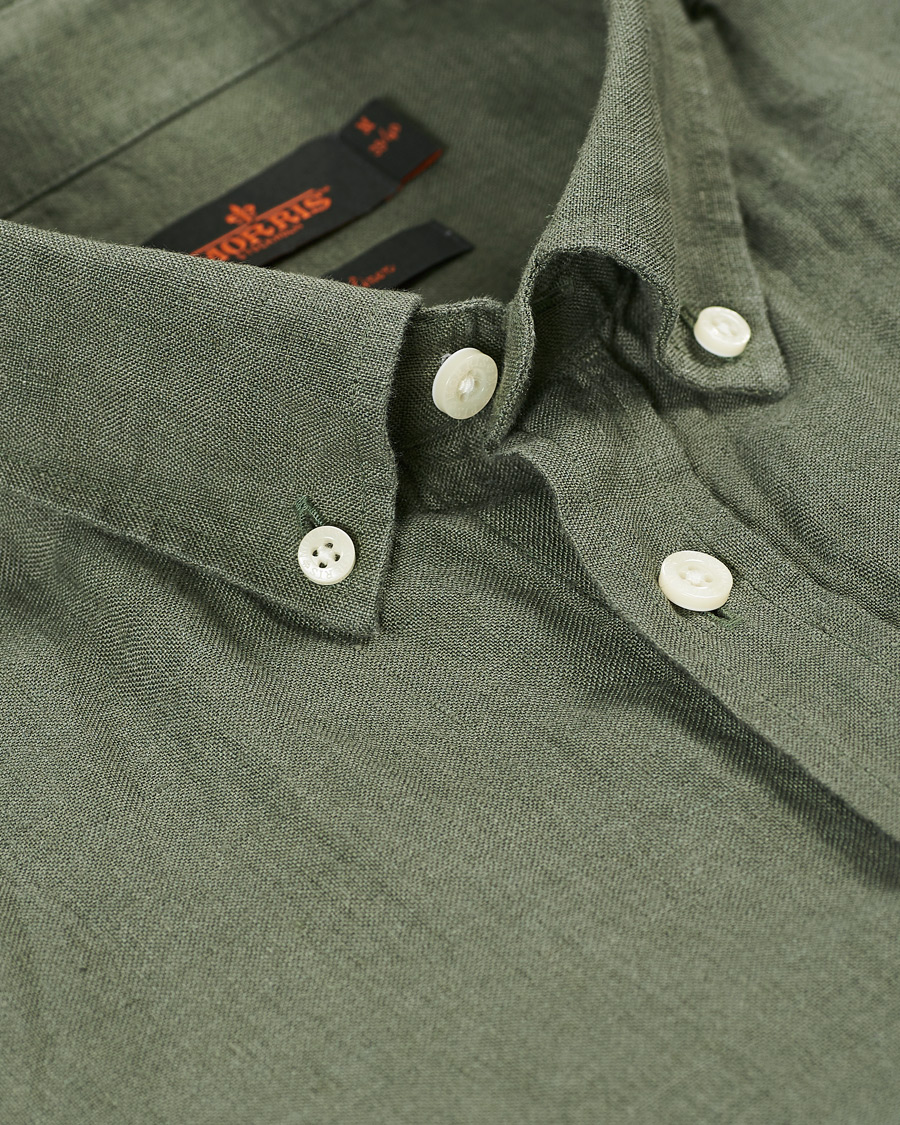 Homme | Chemises | Morris | Douglas Linen Short Sleeve Shirt Olive