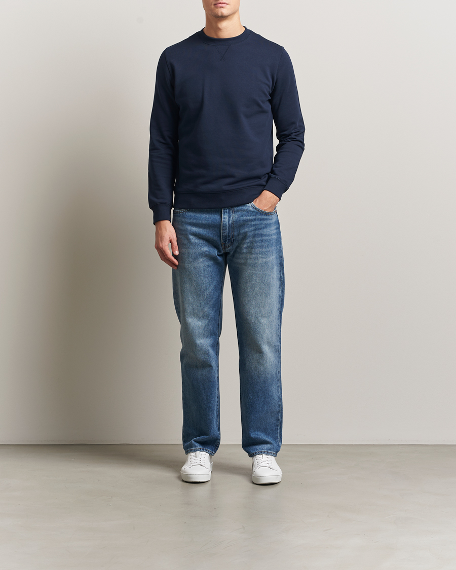 Heren | Truien | Stenströms | Cotton Collage Crew Neck Navy