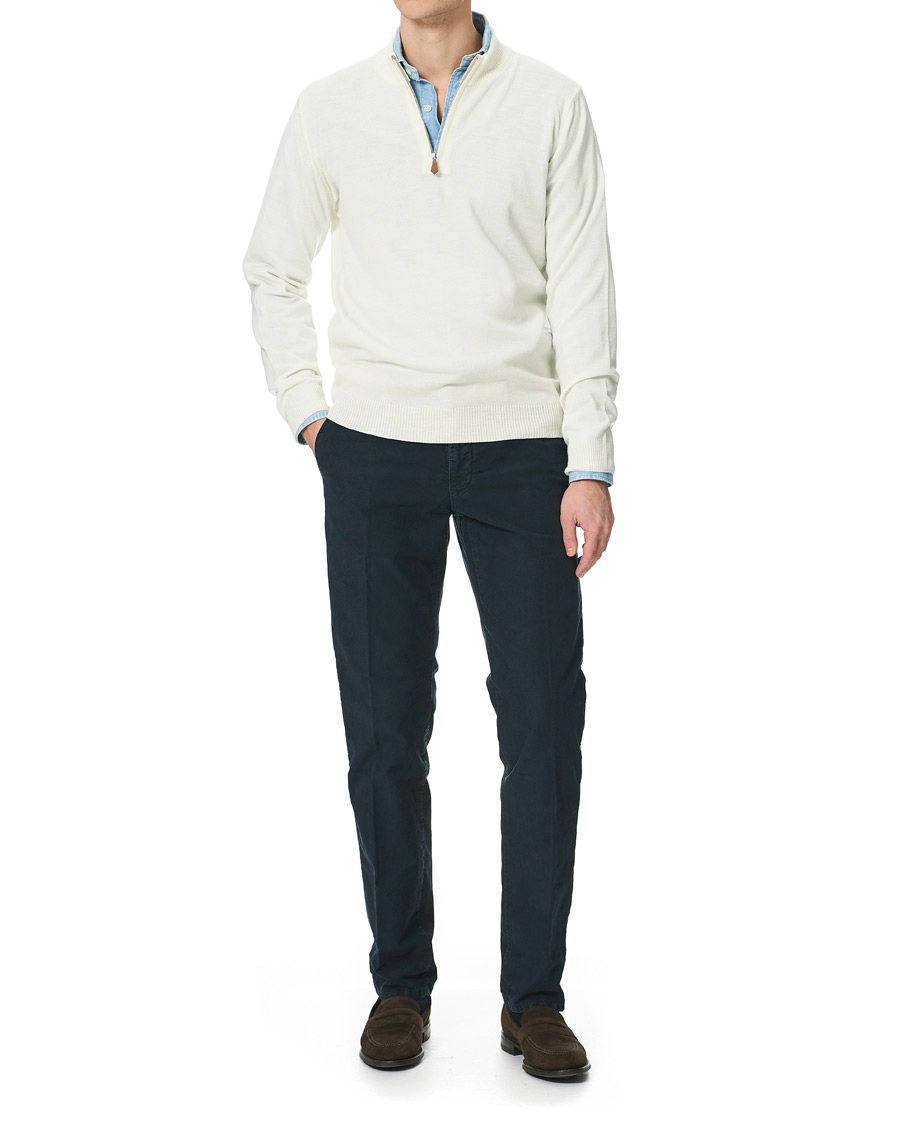 Heren | Truien | Stenströms | Merino Half Zip Cream