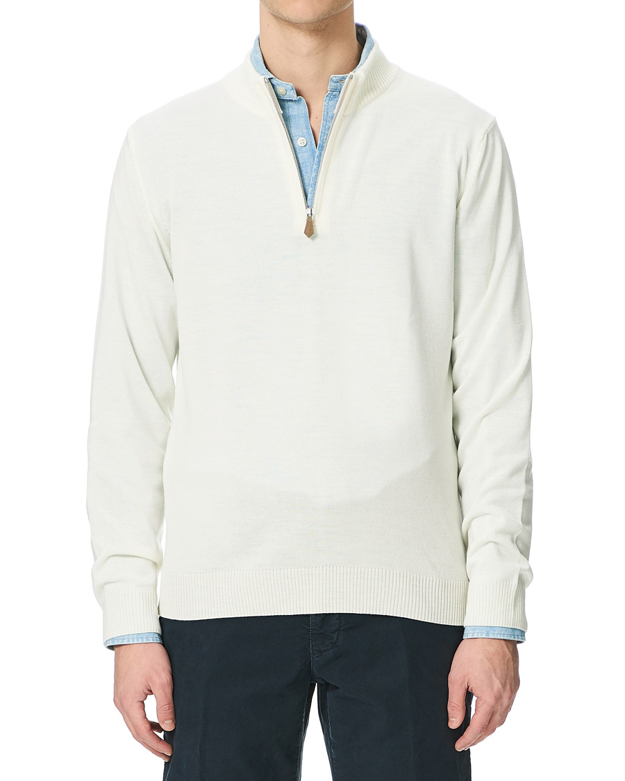 Heren | Truien | Stenströms | Merino Half Zip Cream