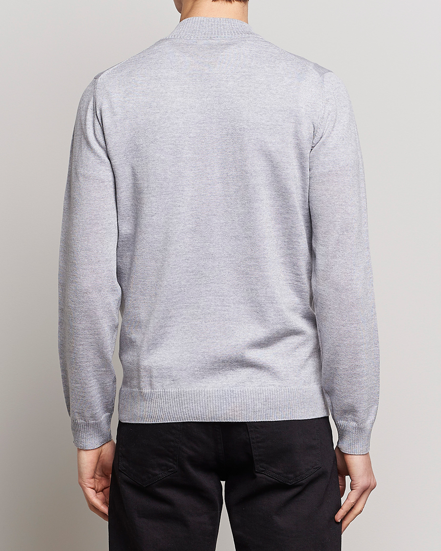 Heren | Truien | Stenströms | Merino Half Zip Light Grey