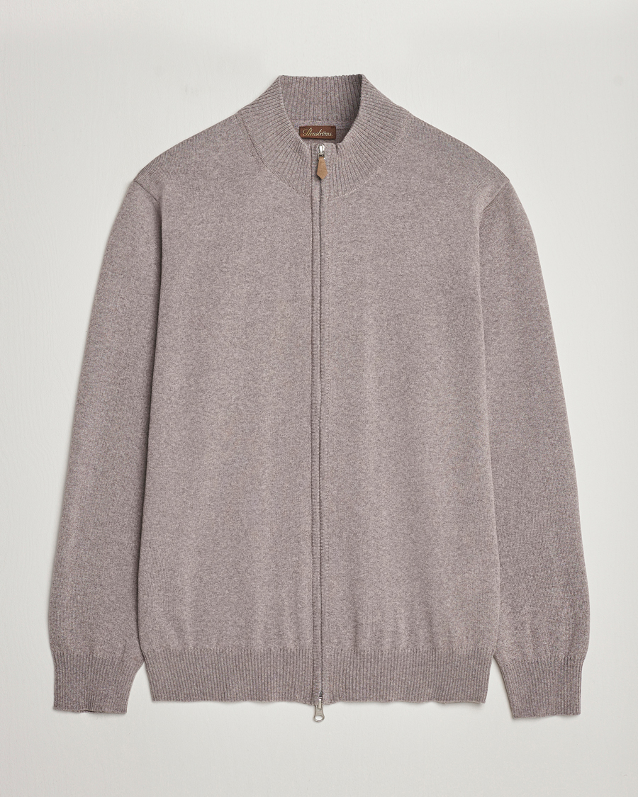 Homme | Pulls Et Tricots | Stenströms | Merino Wool Full Zip Mud Brown