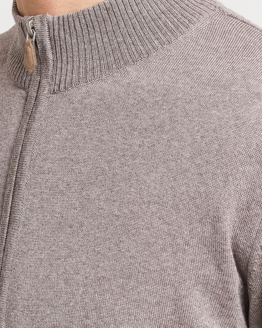 Homme | Pulls Et Tricots | Stenströms | Merino Wool Full Zip Mud Brown