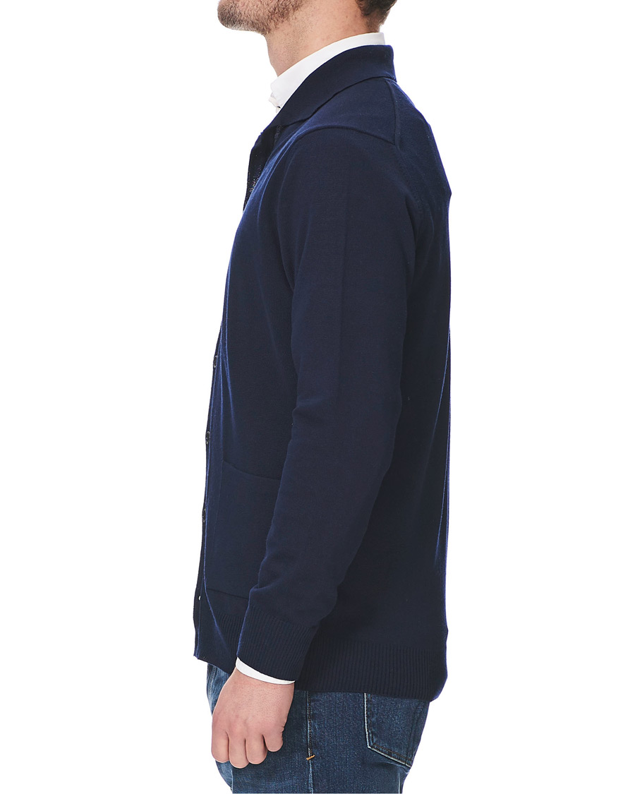 Heren | Truien | Stenströms | Merino Wool Pocket Cardigan Navy
