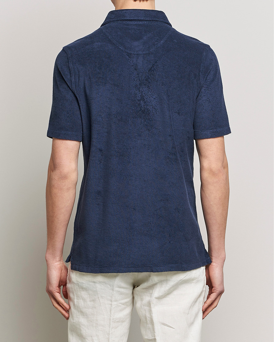 Homme | Polos | Stenströms | Terry Cotton Poloshirt Navy