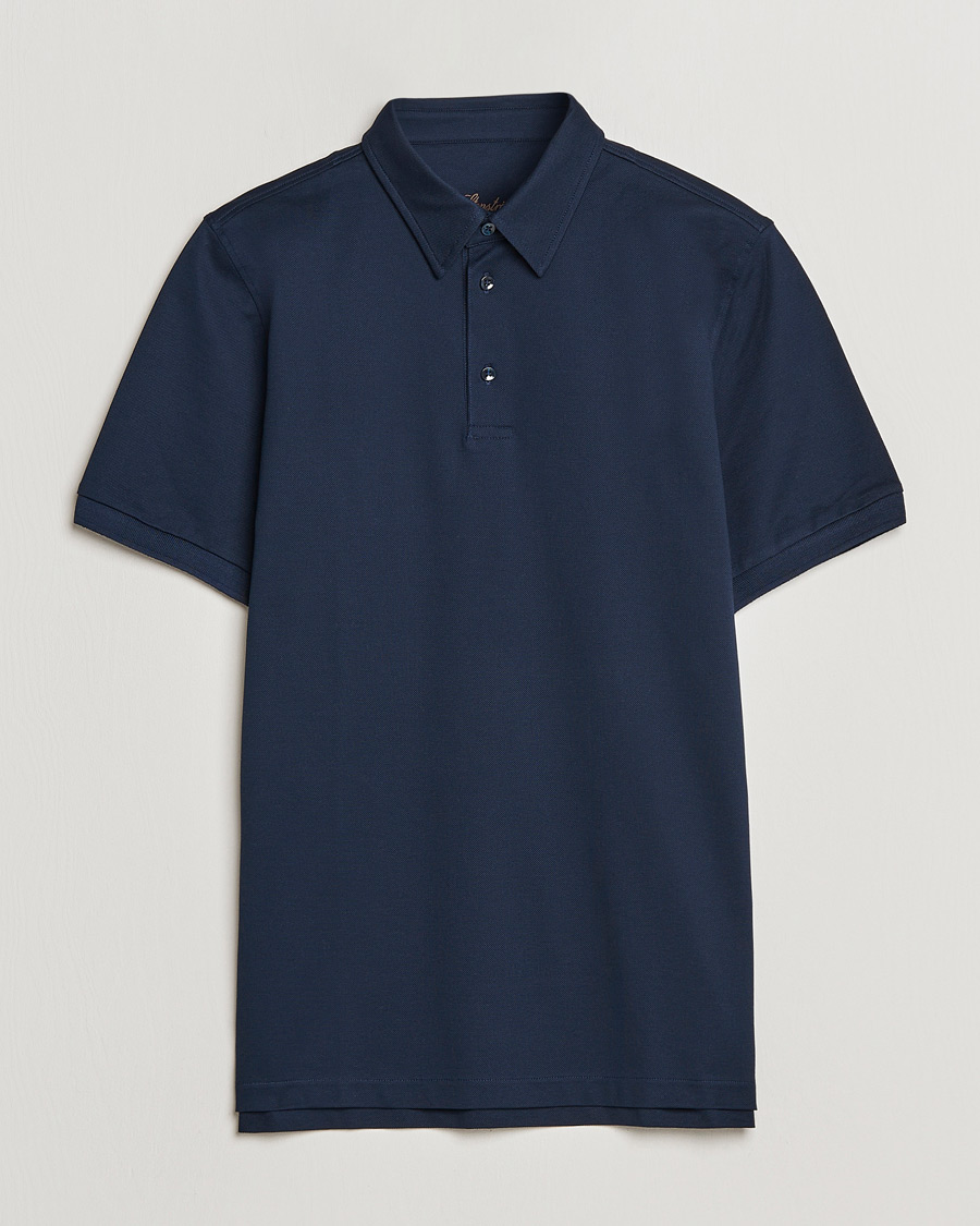 Heren | Polo's | Stenströms | Cotton Polo Shirt Navy