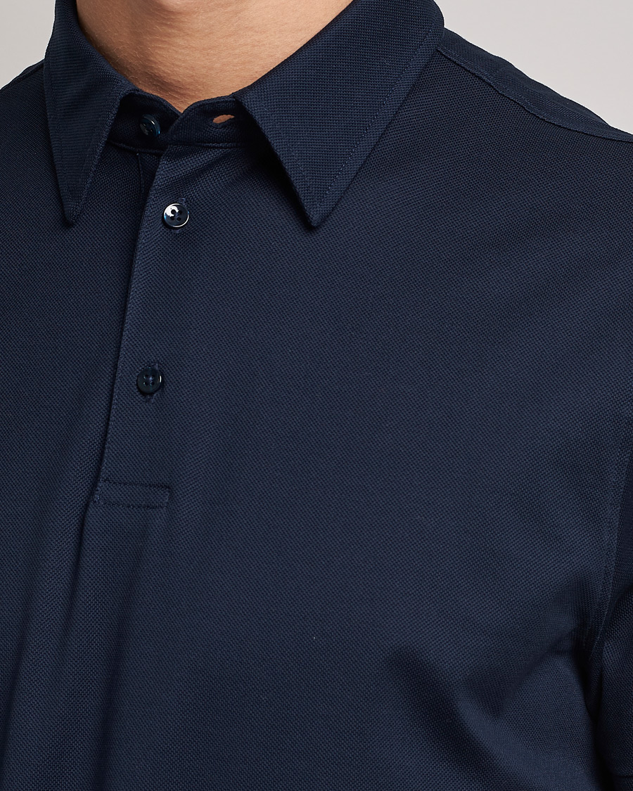 Heren | Polo's | Stenströms | Cotton Polo Shirt Navy