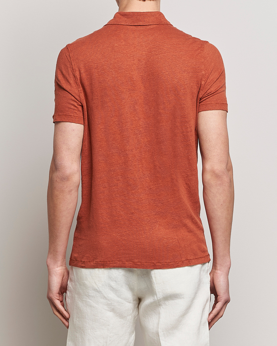 Heren | Polo's | Stenströms | Linen Polo Shirt Rust