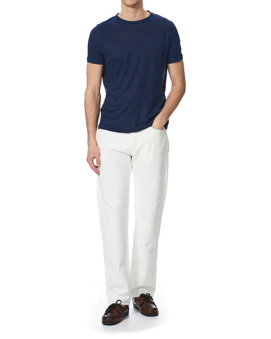Homme | T-shirts | Stenströms | Linen T-Shirt Navy