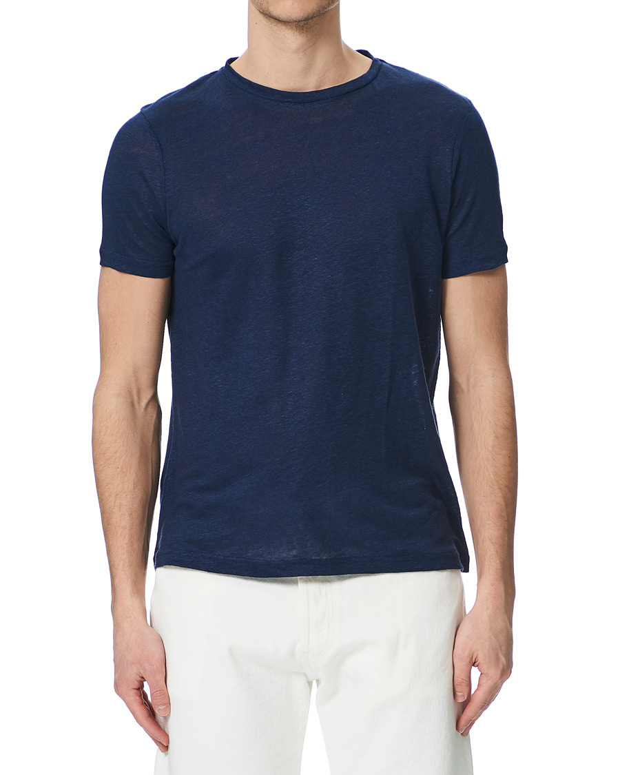 Homme | T-shirts | Stenströms | Linen T-Shirt Navy
