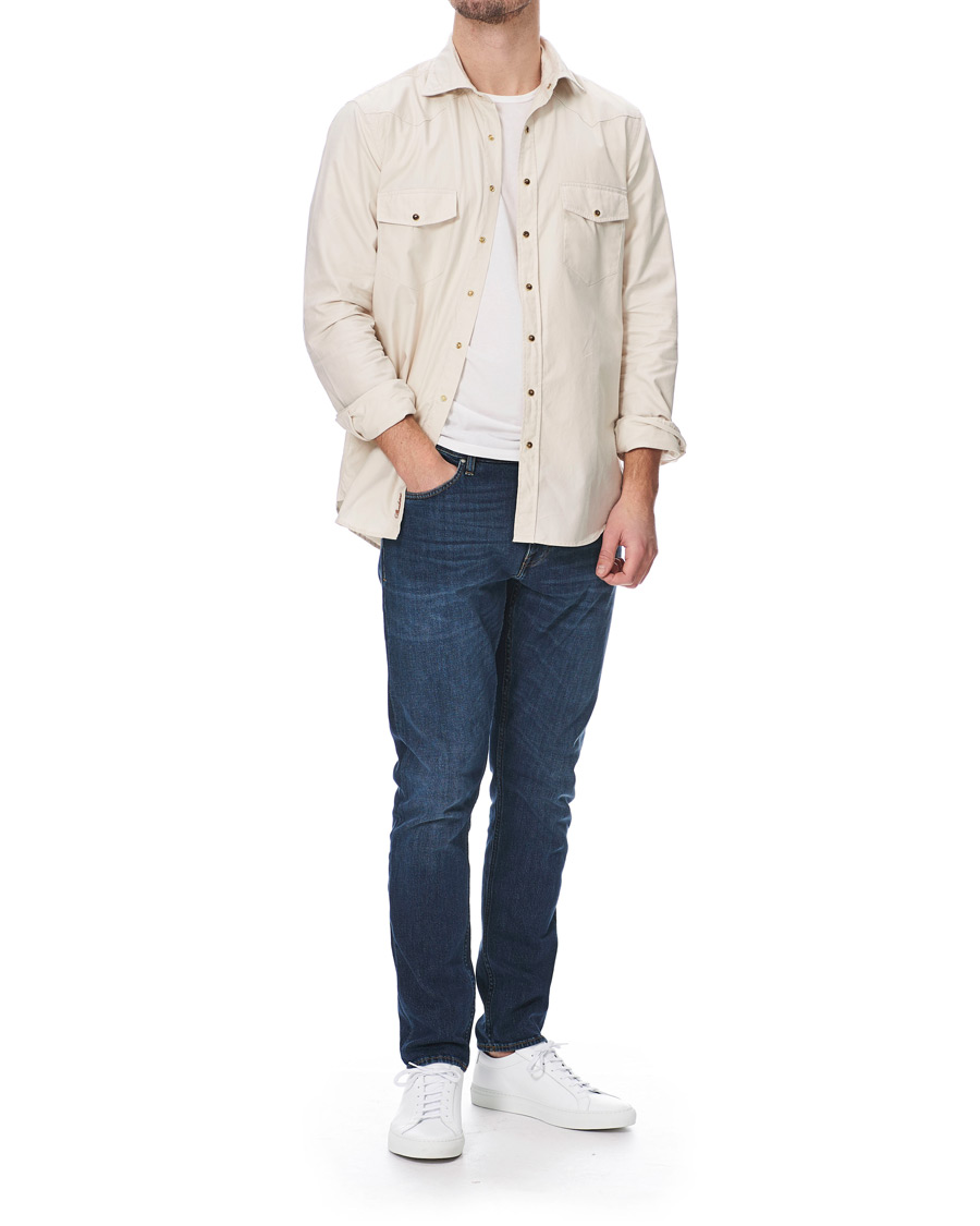 Homme | Chemises | Stenströms | Slimline Twill Western Shirt Beige