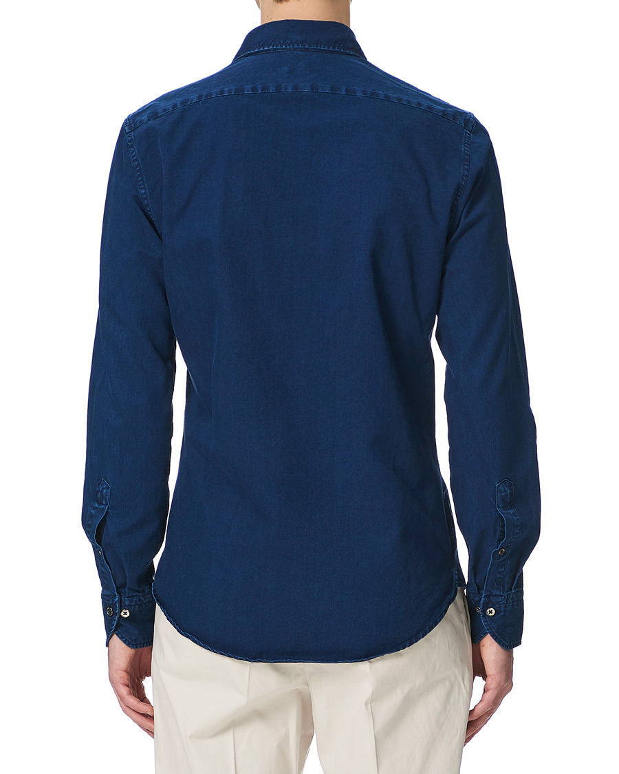 Homme | Chemises | Stenströms | Slimline Garment Dyed Shirt Dark Blue