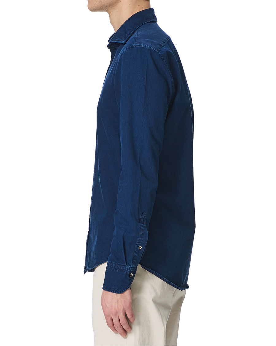 Homme | Chemises | Stenströms | Slimline Garment Dyed Shirt Dark Blue