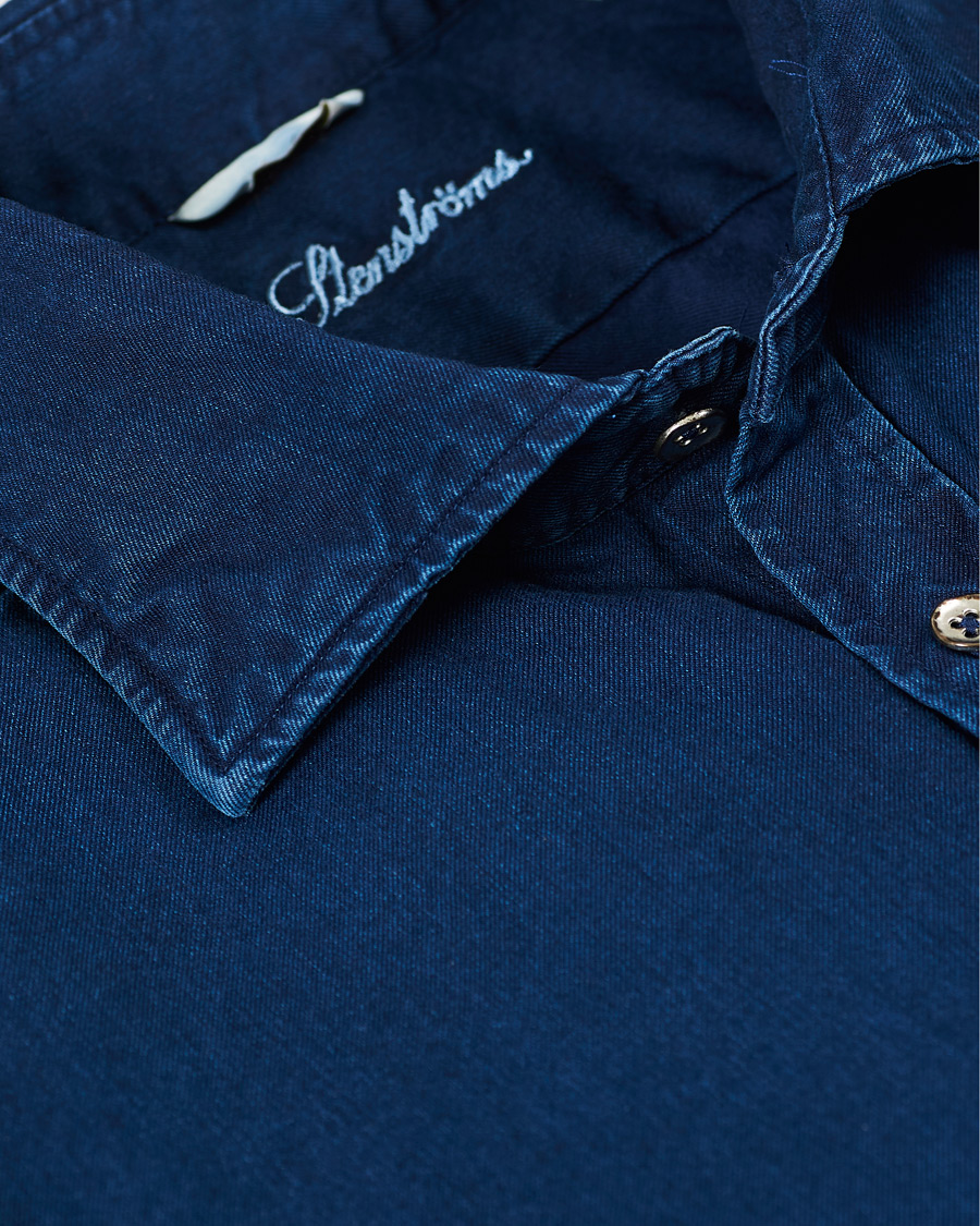 Homme | Chemises | Stenströms | Slimline Garment Dyed Shirt Dark Blue