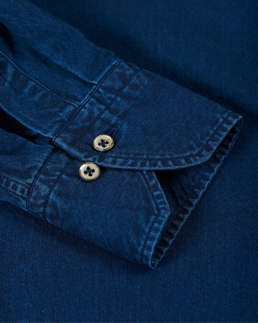 Homme | Chemises | Stenströms | Slimline Garment Dyed Shirt Dark Blue