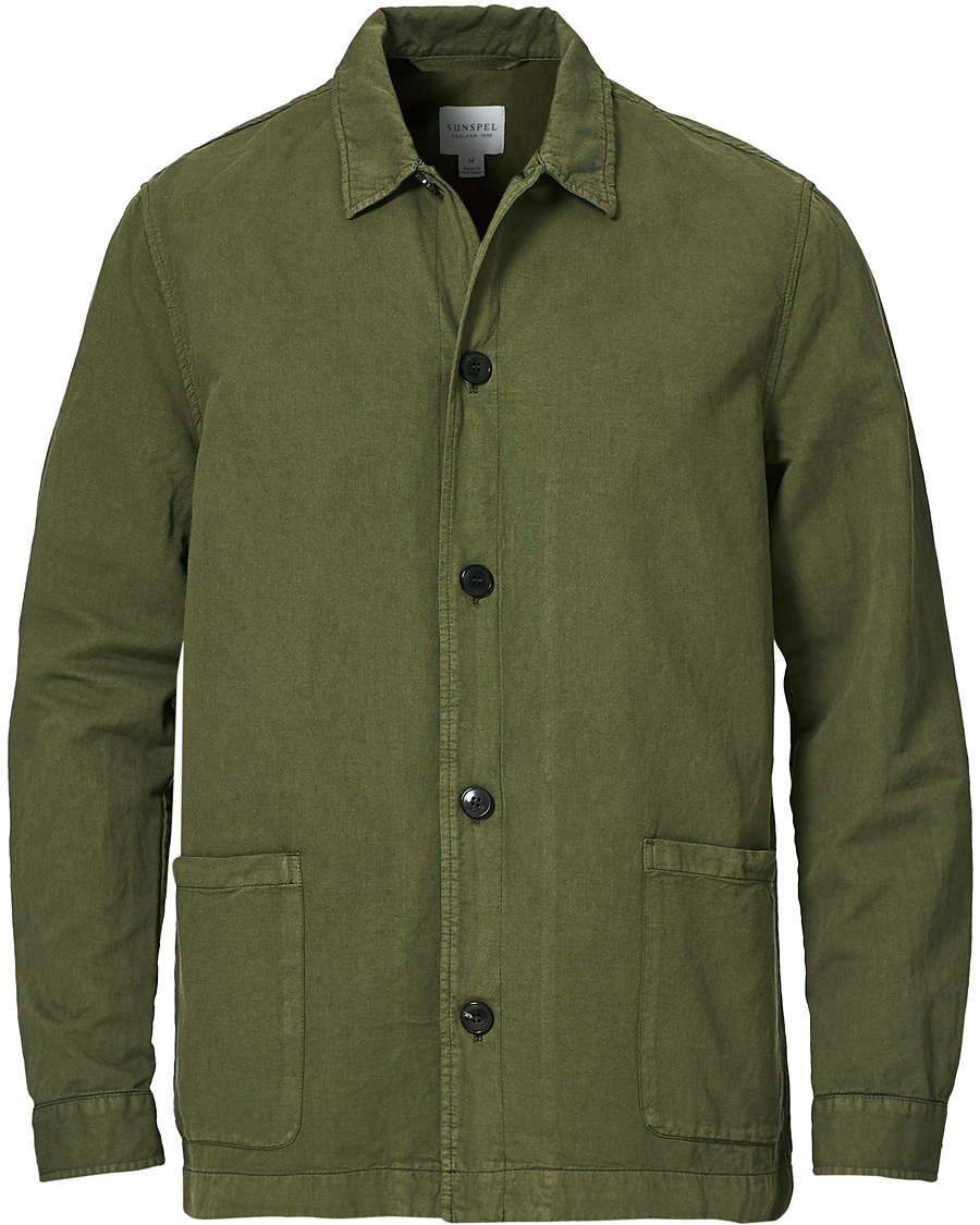 Homme | Chemises | Sunspel | Cotton/Linen Shirt Jacket Green