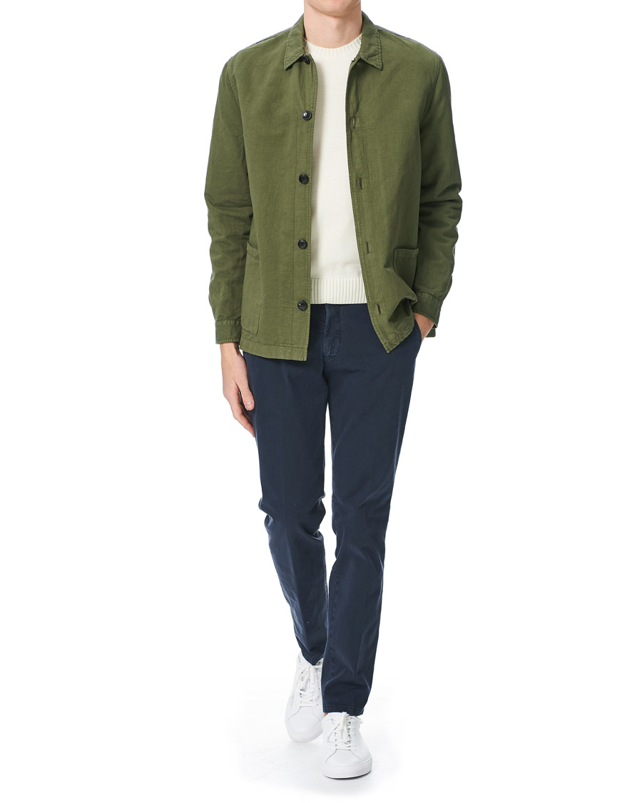 Homme | Chemises | Sunspel | Cotton/Linen Shirt Jacket Green