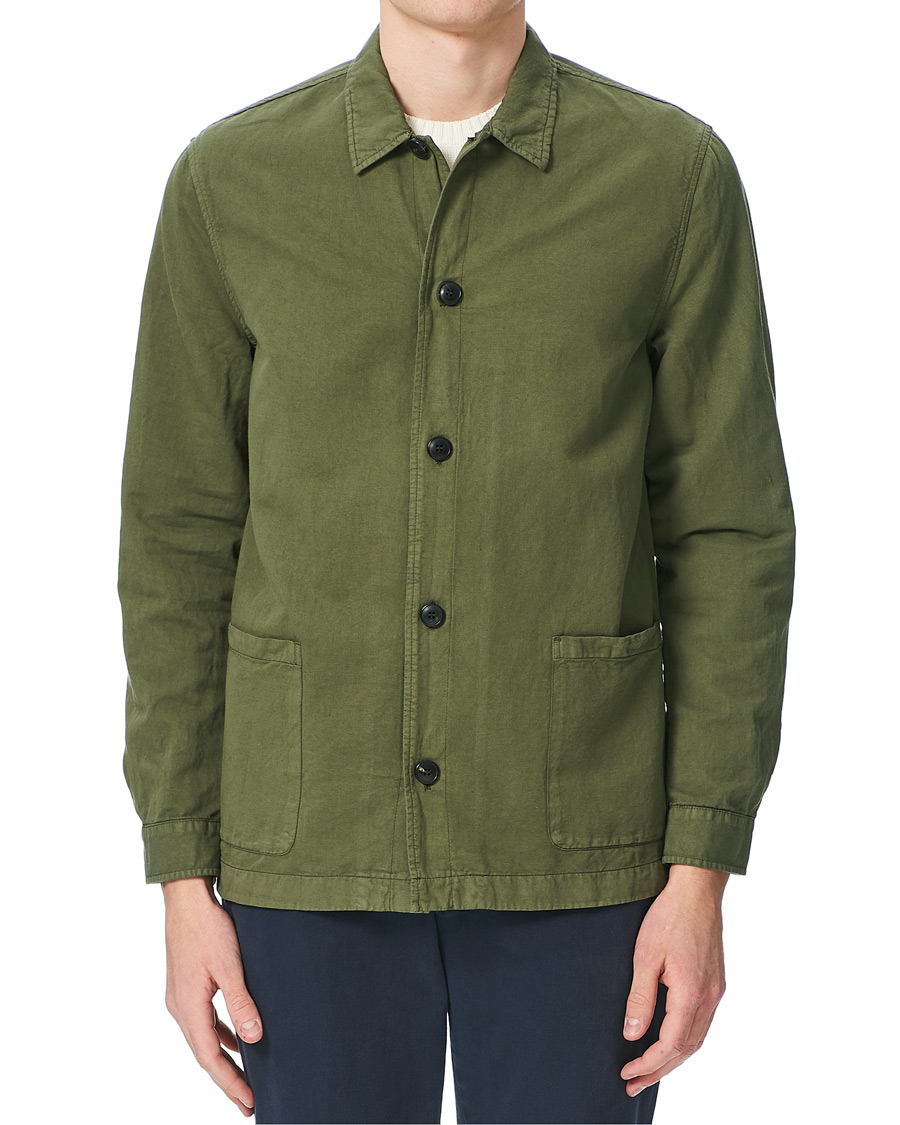 Homme | Chemises | Sunspel | Cotton/Linen Shirt Jacket Green