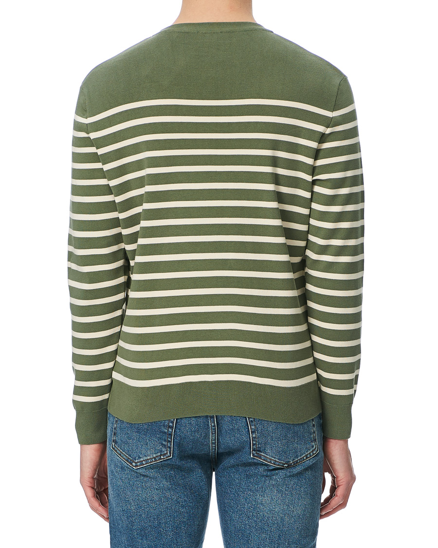 Homme | Pulls Et Tricots | Sunspel | Breton Stripe Crew Neck Sweater Light Khaki/Ecru