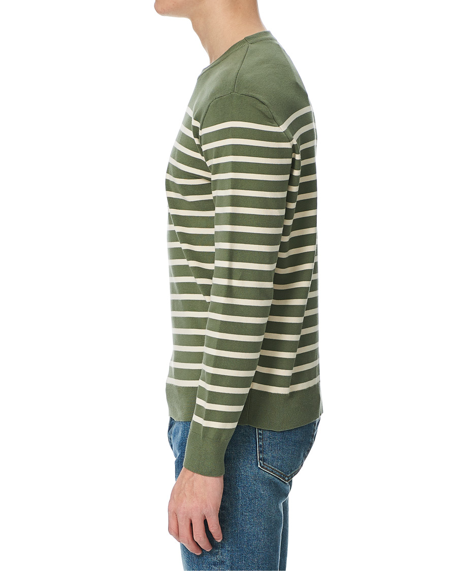 Homme | Pulls Et Tricots | Sunspel | Breton Stripe Crew Neck Sweater Light Khaki/Ecru