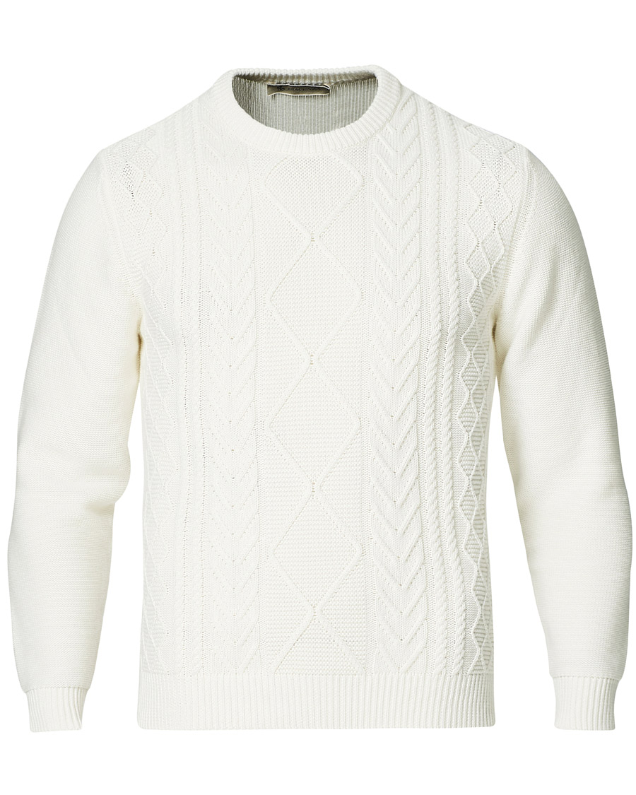 Homme | Pulls Et Tricots | Piacenza Cashmere | Aran Knit Cotton Sweater Off White
