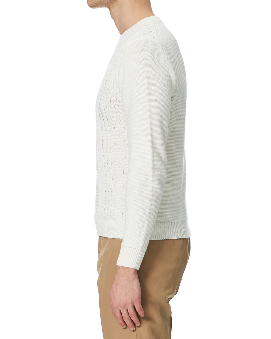 Homme | Pulls Et Tricots | Piacenza Cashmere | Aran Knit Cotton Sweater Off White
