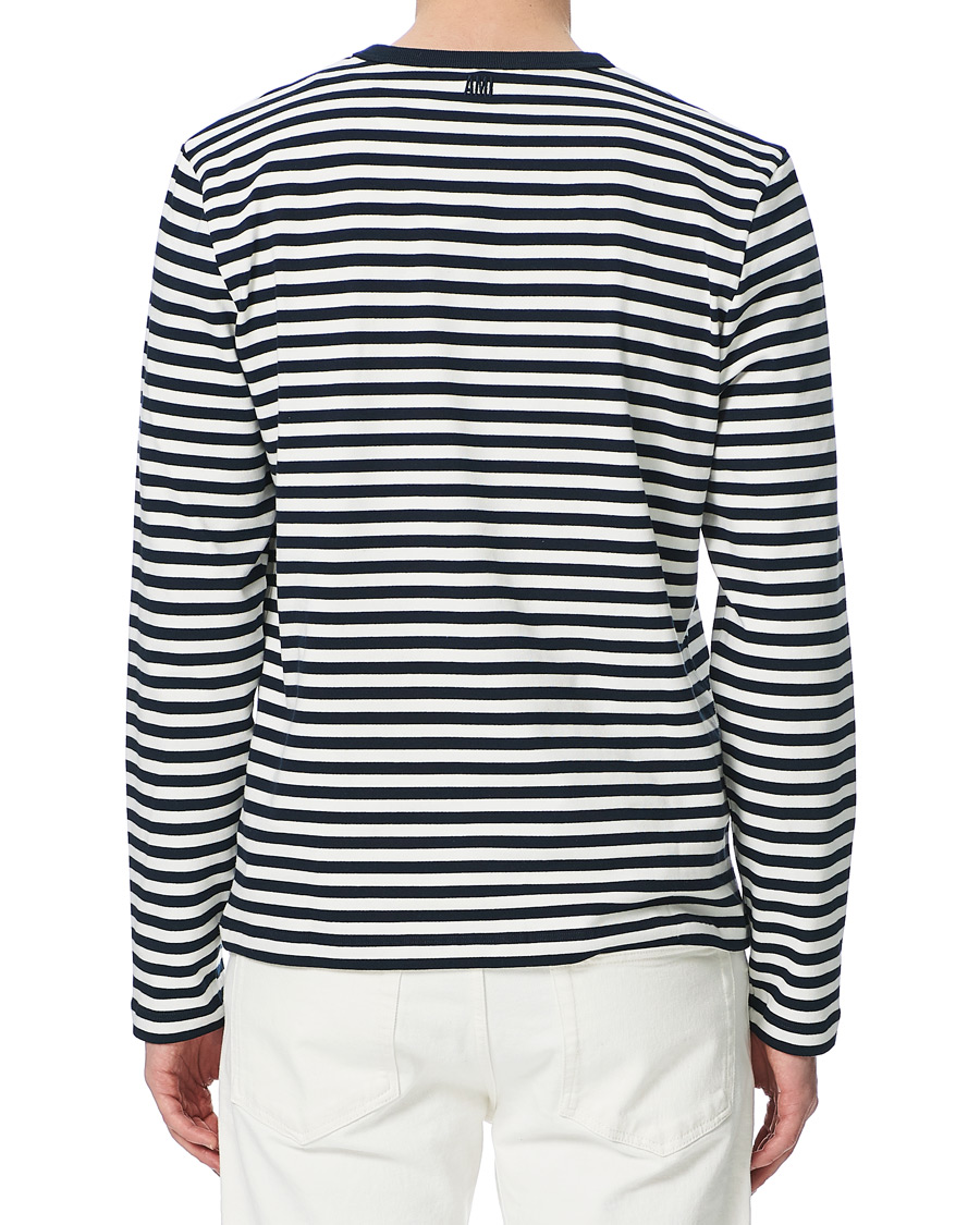 Homme | T-shirts | AMI | Breton Stripe Long Sleeve Tee White/Navy