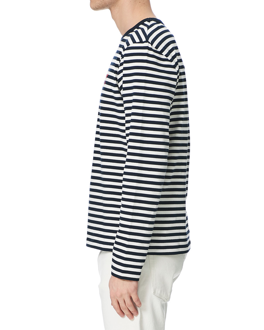 Homme | T-shirts | AMI | Breton Stripe Long Sleeve Tee White/Navy