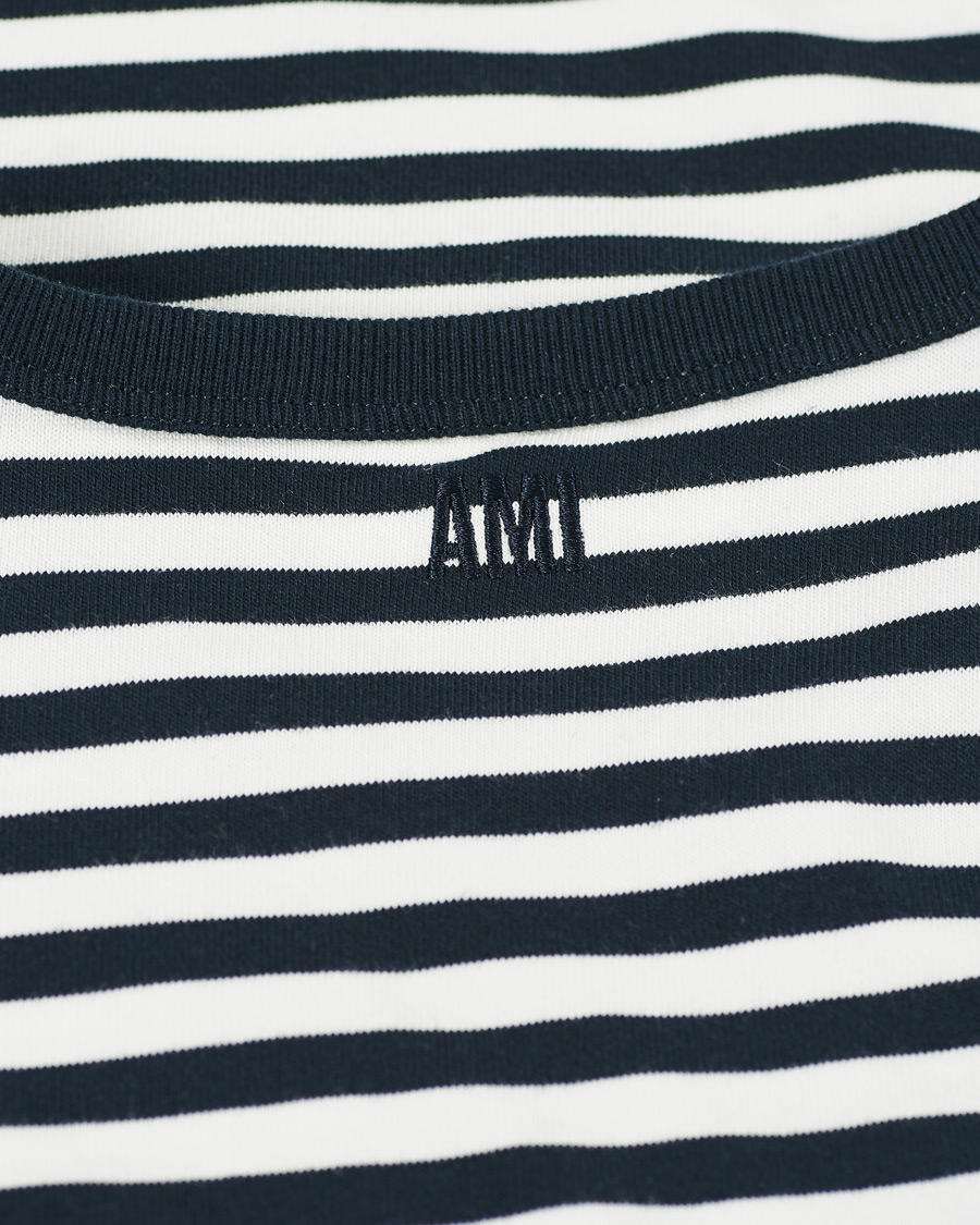 Homme | T-shirts | AMI | Breton Stripe Long Sleeve Tee White/Navy