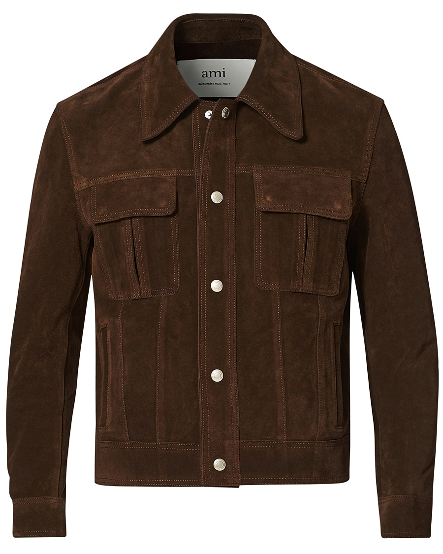 Heren | Jassen | AMI | Unlined Leather Jacket Chocolate Suede